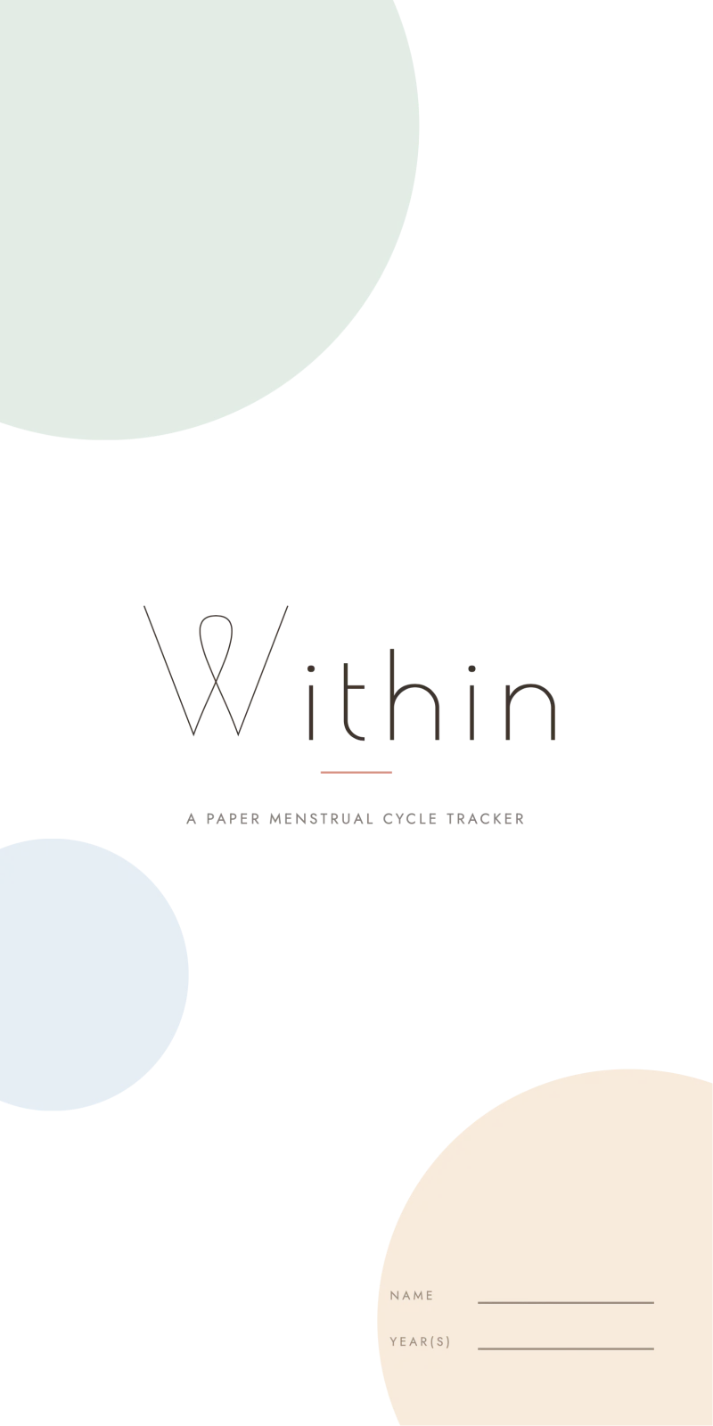 Within paper menstrual cycle tracker front cover